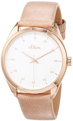 s.Oliver Damen Analog Quarz Uhr mit Leder Armband SO-3732-LQ