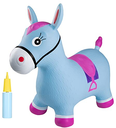 INPANY Bouncy Horse Hopper Toys, Toddlers Bouncing Farm Animals, Inflatable Jumping Hopping Horse, Ride on Rubber Bouncer for Kids, Outdoor Indoor Cool Birthday Gifts for 2 3 4 Year Old Girl Boy