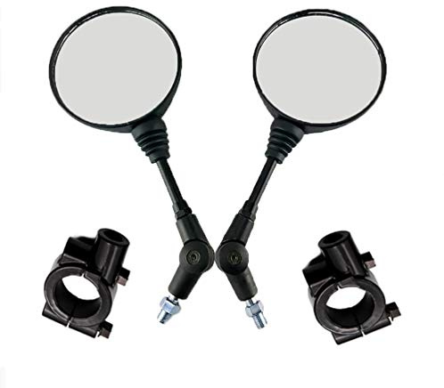 Ampper Motorcycle Side Mirrors, HD Glass Wide Angle Rear View Mirrors For Motorcycle, Motorbike, Universal (Round Black)