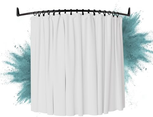 Erica Duschvorhangstange Ecke, 140x140 cm, Duschstange Winkel, Wandmontage für Badewannen, unterstützt ohne Deckenbefestigung, Schwarz Pulverbeschichteter Stahl, 100% Rostfrei