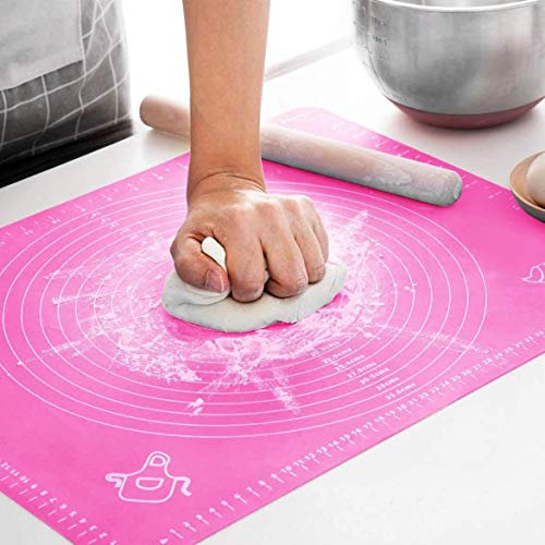 Non-Stick Pastry Mat for Rolling Dough | Baking Mats With Measurements | Non-Slip, BPA-Free, Heat Resistant | Made Of Durable silicone | Nontoxic And Innocuous | SIZE 40cm x 60cm (Pink)