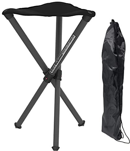 WALKSTOOL - Modell Basic - Sitzhöhe 50 cm - MIT Tragetasche - Schwarz- Camping Klapphocker aus Aluminium - Klapphocker Faltbar, Campingstuhl 150 kg Maximal-Last - Dreibeinhocker Campinghocker