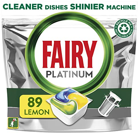 Fairy Platinum All in One Dishwasher Tablets, Lemon, 89 Tablets