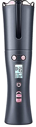 Cordless Hair Curler Portable Auto Curling Iron Anti-Tangle LCD Display USB Rechargeable Temperature & Timer Settings Auto Shut-Off Hair Curling Wand (Color : A)
