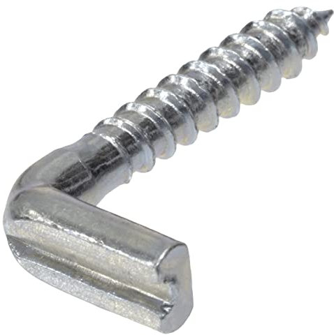 AERZETIX - C62078 - Juego de 20 - Gancho en forma de L Ø4.4x30mm - tornillo para madera roscado - escarpia para atornillar - alcayatas con rosca