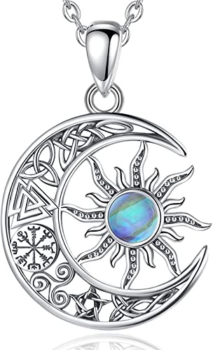 EUDORA Harmony Ball Mond und Stern Sonne Kette für Damen Sterling Silber 925, Pentagramm 12 Konstellationen Sonne Luna Halskette Amulett Energie Anhänger Schmuck Geschenk für Frauen Mädchen, 45cm