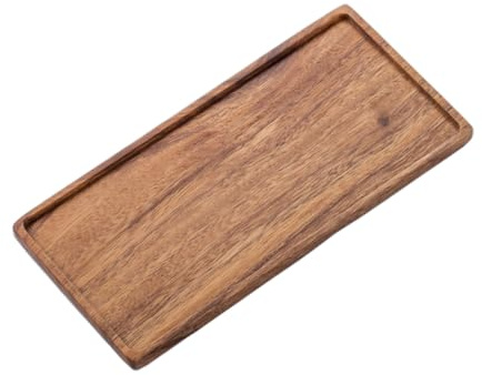 Vandroop Kleines Tablett Holz Serviertablett, Rechteckig Akazien Holz Mini Tablett Servierteller für Küchen-Set, Salz- und Pfefferstreuer, für Kaffee, Tee (25x11.8cm - 1 Stück)