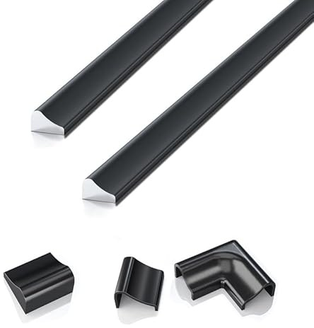 2 Stück 95cm Schwarz Ersatz Aluminium Schwallschutzleiste für Dusche, Alu Schwallschutzprofil für Badewanne Duschdichtung Aluminium Schwallleiste, Dichtung Duschwand Wasserabweiser Schwallschutz