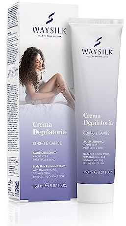Waysilk | Crema Depilatoria Corpo Con Acido Ialuronico e Aloe Vera, Pelle Liscia a Lungo, 150ml