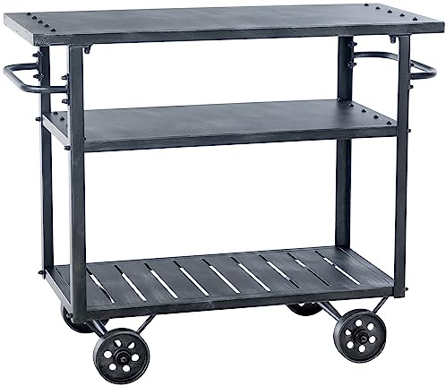 CLP Carro De Servicio Spring Metálico con Ruedas & Asas I Carrito De Cocina con 3 Estantes De Almacenamiento, Color:marrón Plata