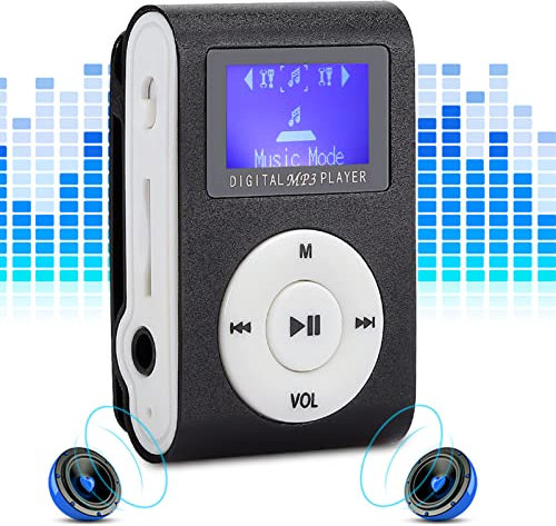 Lettore MP3, Schermo LCD da 0,8 Pollici, Musica in Grado di Riprodurre Tutti i Lettori Multimediali, Supporto per Clip, Scheda di Memoria, Display per Auricolari da 3,5 Mm
