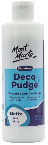 Mont Marte Deco Pudge Bastellack Signature 236ml (8 US fl.oz) – Matt, Mehrzweck-Klarsicht-Versiegeler, Lack und Decoupage-Kleber, ideal für Acrylfarben, Papier, Holz, Keramik, Lehm und mehr