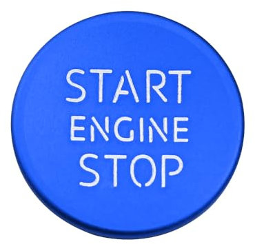 HIBEYO 1 Stück Aluminiumlegierung Motor-Stop Druckknopf Abdeckung Aufkleber Passt für Audi A4 A5 A6 A7 Q5 Q7 Auto One Button Startknopf Aufkleber Zündung Taste Dekor Interieur Zubehör-Blau