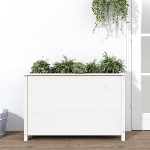 ShGaxin Hochbeet Weiß 119,5x40x78 cm Massivholz Kiefer, Palettenrahmen, Hochteich, Gemüsebeet, Kräuterregal Balkon, Blumenbeet, Kräuterspirale, Tomatenbeet, Pflanzhochbeet - 825290
