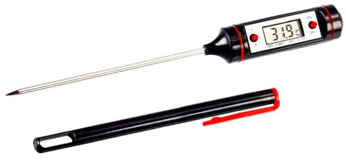 Termómetro de Cocina Digital con Sonda para BBQ, Carne, Vino, Lectura Instantánea en Pantalla LCD