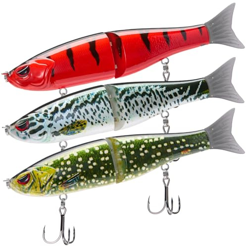 Bassdash SwimShad Glide fiskebete kombination glidande beten Swimbait Ledad för havsabborre, gädda, lax, öring, maskinongerad - set med 3 st