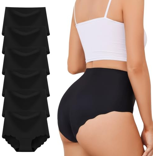 TDONE Mutandine senza cuciture da donna, biancheria intima traspirante a vita alta senza cuciture, comode mutandine senza Vpl, morbide mutandine traspiranti con bordi ondulati, slip a copertura