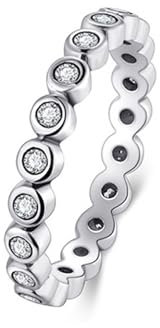 Verlobungsring Damen Gold 375, Moissanite Ring Eternity 9K Weißgold Runden für Hochzeit Größe 56 (17.8)