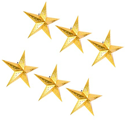 Hemobllo Paralume 6 Pezzi a Forma di Stella a 5 Punte in Carta Oro Decorazione Creativa e Delicata per Feste a Tema e Natale