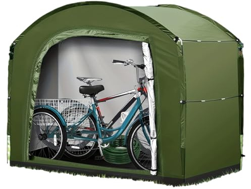 DzpKrka Cobertizo para Bicicletas | Armario Organizador con Tela Oxford para Bicicletas - Estructura Resistente De Gran Capacidad para Herramientas De Jardín, Equipo De Camping Y Accesorios