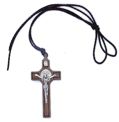 KOGMMYSEVP Holz Metall Kreuz Halskette Rosenkranz Zubehör Holzkreuz Religiöser Kruzifix Anhänger