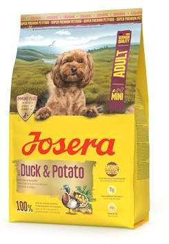 JOSERA Mini Adult Ente & Kartoffel (1 x 3 kg) | Premium Trockenfutter für ausgewachsene Hunde kleiner Rassen | getreidefrei | Kleine Kroketten | mit IMMUNE PLUS für ein intaktes Immunsystem | 1er Pack