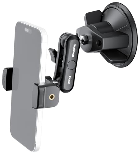NEEWER Auto Handyhalterung, 360° drehbare Vakuum Saugnapf Handyhalter aus Metall mit Magic Arm, kompatibel mit iPhone Samsung, für UTV Windschutzscheibe, Dachfenster, Glas, Navigation, Video, PA136