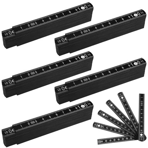 5 Pièces Mètre Pliant 1m, Pliant en Plastique Mètre 10 Sections, Règle Pliante Robuste Fibre de Verre, Double Échelle Pliable Mètres, Portable Metre à Branche pour Ateliers, Menuisiers, Chantiers