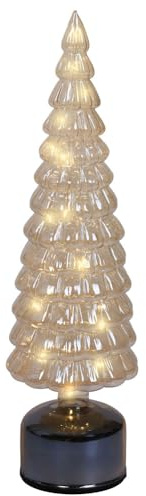 Lumineo Tischleuchte LED Weihnachtsbaum Glas Drehend Timer Dekoleuchte Weihnachten 38cm