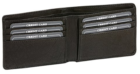 LEAS Kreditkartenhülle mit 2 Scheinfächern mit RFID Schutz Folie Echt-Leder, schwarz Card-Collection