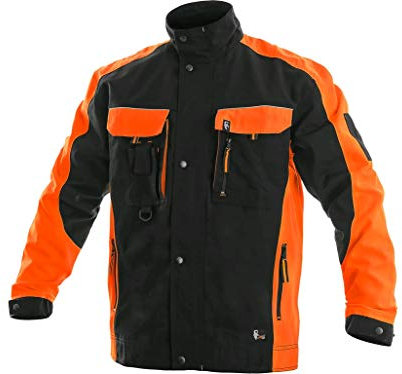 CXS Sirius Brighton Veste de travail pour homme - Imperméable et coupe-vent avec coutures réfléchissantes - Veste de protection pour l'extérieur, noir/orange, 48