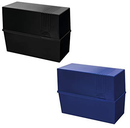 Herlitz Karteikasten A5, leer, blau oder schwarz