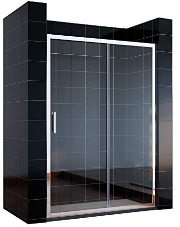 SONNI Schiebetür Dusche 140 cm Duschtüren Duschabtrennung Glasschiebetür Höhe 185 cm Klarglas Duschwand Duschkabine