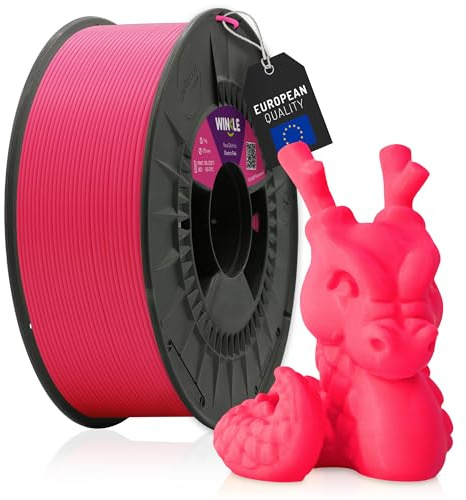WINKLE PLA HD Fluoreszent Filament 1.75mm Elektrisch Rosa, 300g Spule, 3D Drucker Filament Kompatibel mit FDM Druckern, 3D-Druckmaterialien, Maßgenauigkeit +/- 0.05mm, Leicht zu Bedrucken