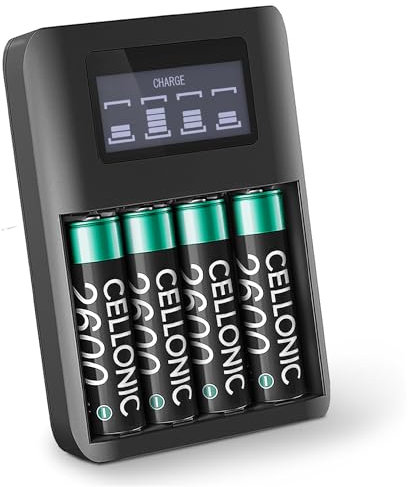 4x CELLONIC Batteria AA compatibile con Microsoft Xbox Series X, Series S/One Controller Ricambio da 4x AA 2600mAh + Caricabatteria per controller console giochi palmare