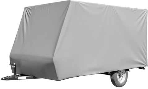 Wiltec Wohnwagen-Schutzhülle 580 x 225 x 220 cm Größe L | Atmungsaktive PP-Fasern, elastischer Saum und Seitenreißverschluss, Schutz vor Regen, Schnee, UV, Staub und Feuchtigkeit