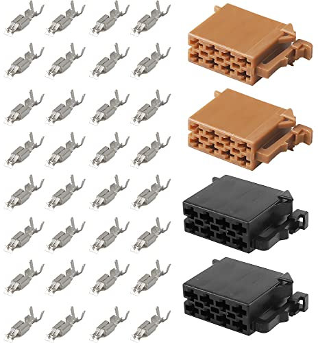 SRunDe 2 Pack 16-Pin Car Audio Connector Plug Car Stereo Radio Wiring Harness Cable Adapter CD Stereo Adaptor Lead connector with Terminal for Replace Car Audio Speaker Accessories