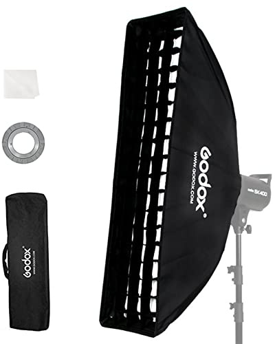 Godox FW22x90CM / 9x36 Bowens Mount Strip Honeycomb Grid Softbox,Portable Soft Box with Bowens Mount Speedring,Softbox with Grid for Studio Strobe Speedlite Flash Portrait Product Photography