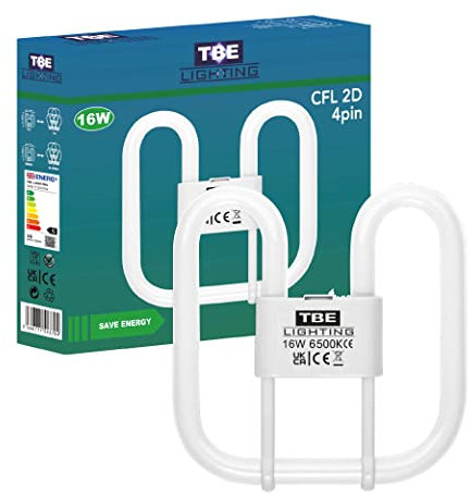TBE Lighting Lampade a risparmio energetico CFL a 4 pin da 16 W, lampadine fluorescenti DD, attacco base GR10q a 4 pin, lampada a lunga durata, luce diurna bianca 6500 K