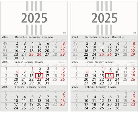 3-Monatskalender 2026 RECYCLING Wandkalender mit Datumsschieber, 30 x 50 cm, 2 Stück