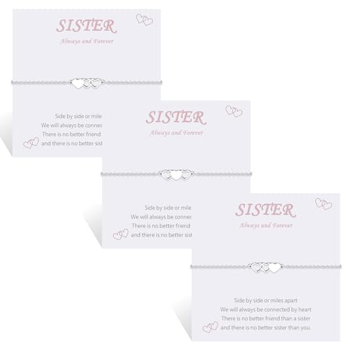 MANVEN Bracelet Sœur de Cœur en Acier Inoxydable 316L - Cadeau pour Grande Sœur et Petite Sœur