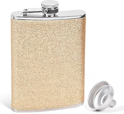 SPDYCESS Edelstahl Flachmann 8oz Glitzer Frauen Flachmänner mit Trichter Tragbar Flachmann von Alkohol Whisky zum Wandern Camping Hochzeit Party