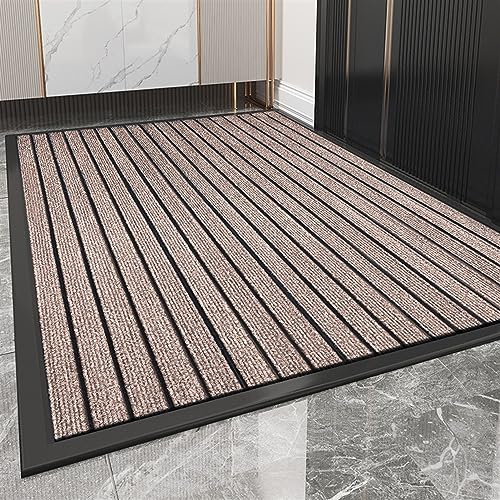 Heavyoff Felpudo de Entrada, Alfombra Exterior para Puerta, Antideslizante, Lavable para Atrapar Suciedad para Interior y Exterior Café, 100x120cm