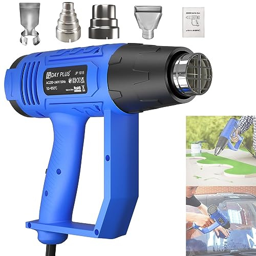 AUTOFU 2000W Heat Gun, Lightweight & Compact Heat Air Gun Kit Dual-Temperature Settings 300°-600° with 4 Nozzles, Overload Protection for Crafts, Stripping Paint, Shrinking Tube and PVC, Grilling