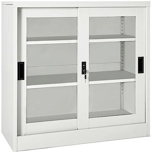 MNISDFL Soggiorno Mobili Mobili per la sala da pranzo Vetrine Armadio con porta scorrevole Grigio chiaro 90x40x90 cm Acciaio