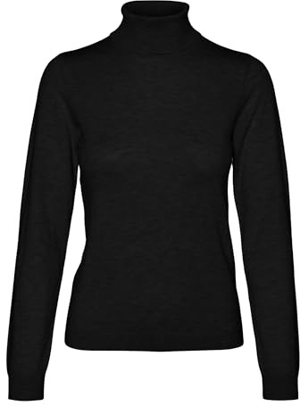 VERO MODA VMIRIS LS Maglione con Collo Arrotolato GA Noos, Nero, S