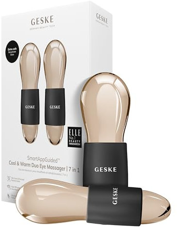GESKE SmartAppGuided™ Cool & Warm Duo Eye Massager | 7 in 1 | Zwei Massagekugeln | Batterielose Wärme- & Kühltechnologie | Gegen Augenringe & Tränensäcke | Anti-Aging | Professionelle Hautpflege