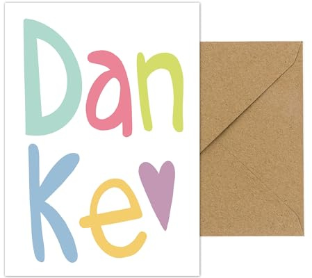 PICTALOO Danke Karte – bunte Grußkarte Dankeschön, Dankeskarte mit Umschlag, Postkarte kleines Dankeschön Geschenk für Erzieherin, Lehrer, Kollegen, Trainer, Chef, oder zum Abschied (5er Set)