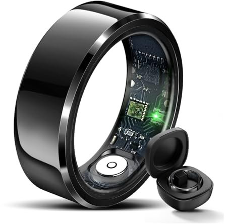 Smart Ring Tracker, Smart Tracker fitness impermeabile IP68 for cardiofrequenzimetro, qualità del sonno, dati sugli esercizi, controllo fotocamera, anello intelligente for donne e uomini(Black)