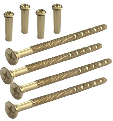 Lot de 4 vis de poignée de porte en laiton M4 x 60 mm avec manchon de connexion mâle vers femelle pour poignée de porte, boutons, rosaces et autres